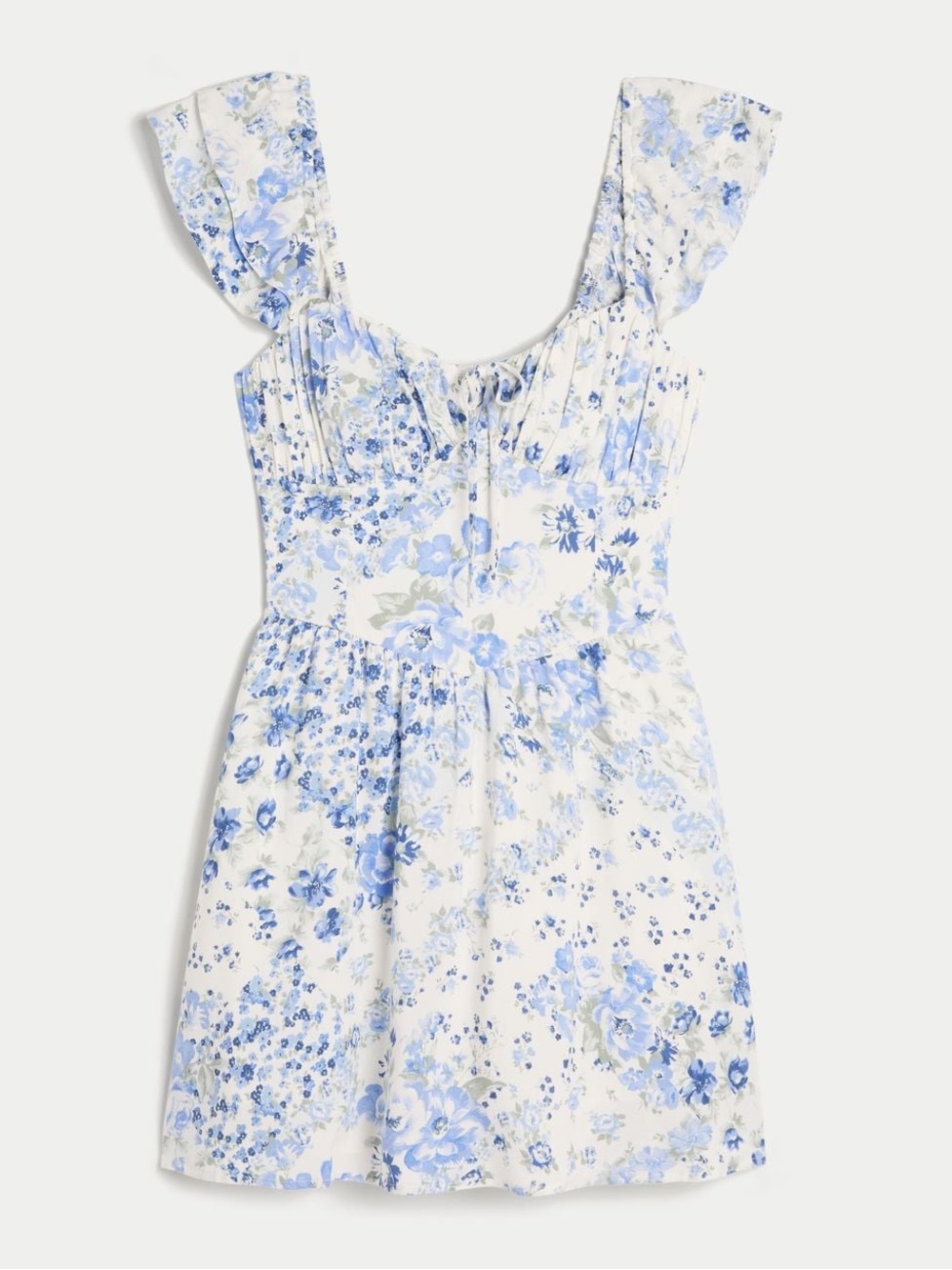 Hollister Women's Blue Flutter Sleeve V-waist Mini Dress - NWT - size Med tall